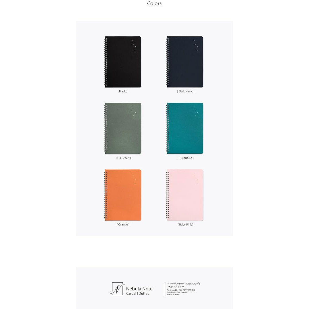 Colorverse | Nebula | Casual Series | Spiral Bound Notebook | Ruled | Dark Navy