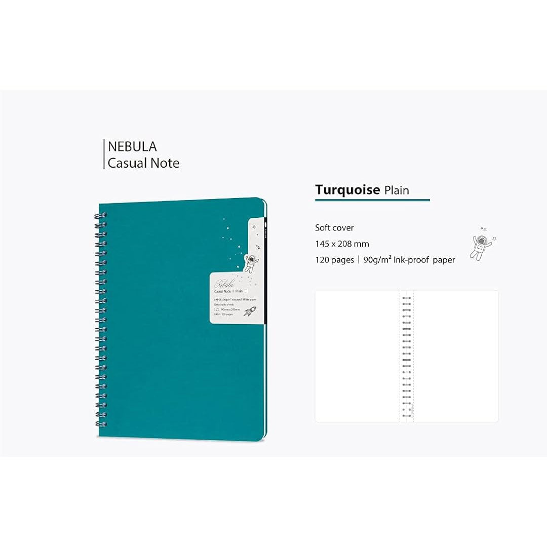 Colorverse | Nebula | Casual Series | Spiral Bound Notebook | Ruled | Turquoise