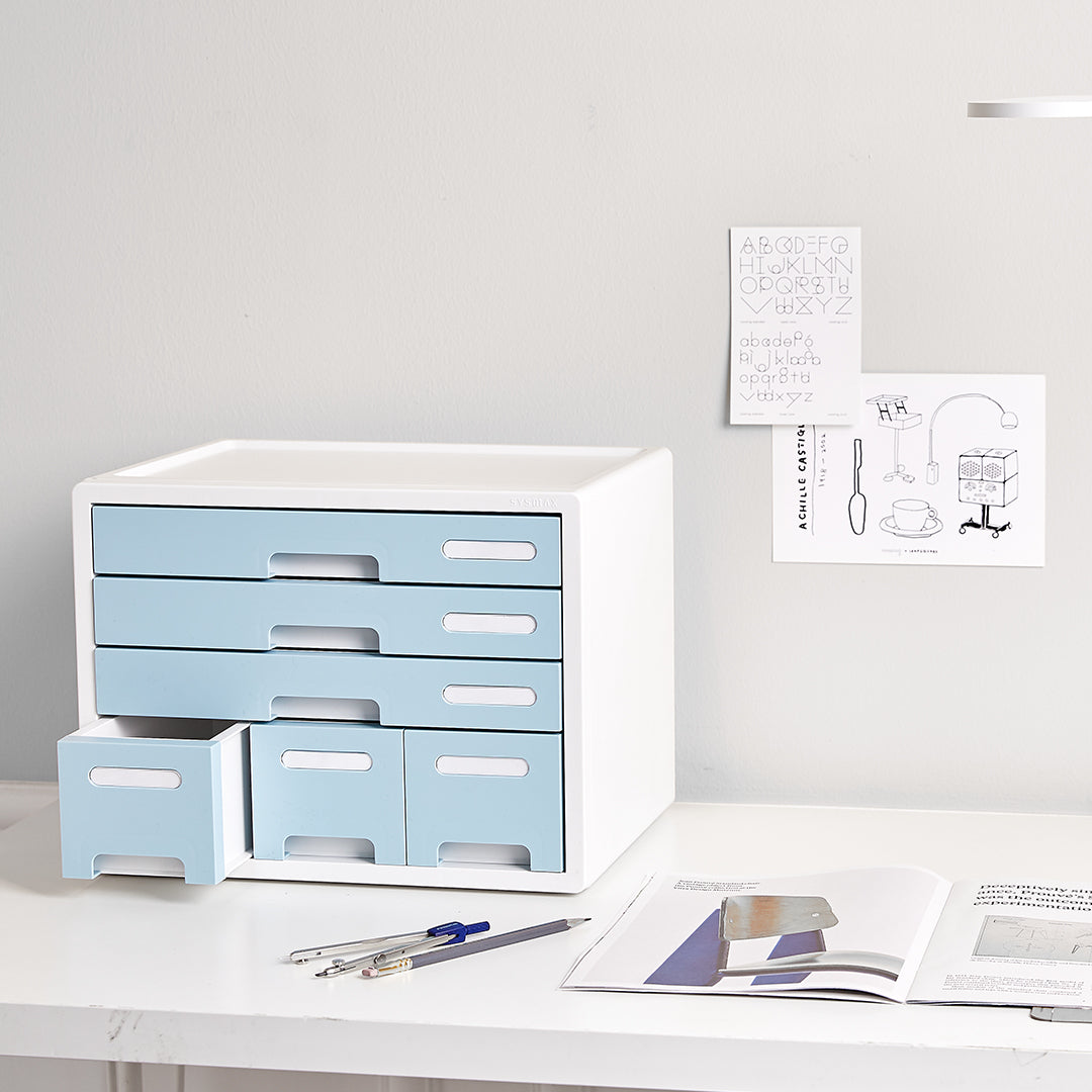 Sysmax | Combo File Cabinet| 6 Drawers| Organizer | Grey