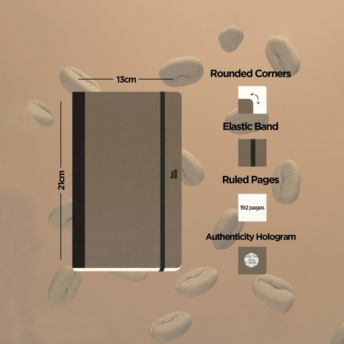 Flexbook | Ruled | Medium A5 Size Notebook | Coffee | Ecosmiles Eco Series