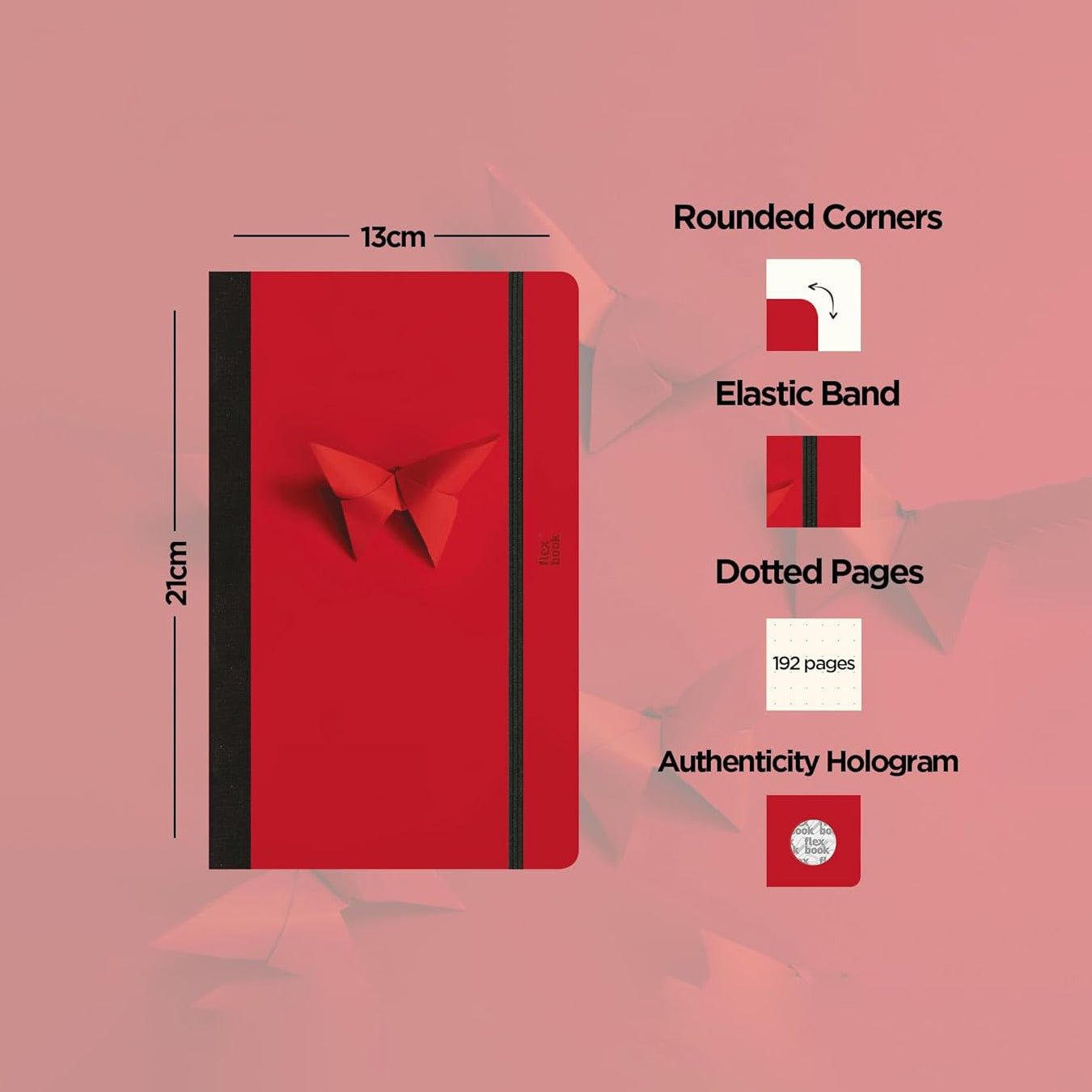 Flexbook | Dotted | Medium A5 Size Notebook | Red | 60 Years Special Edition