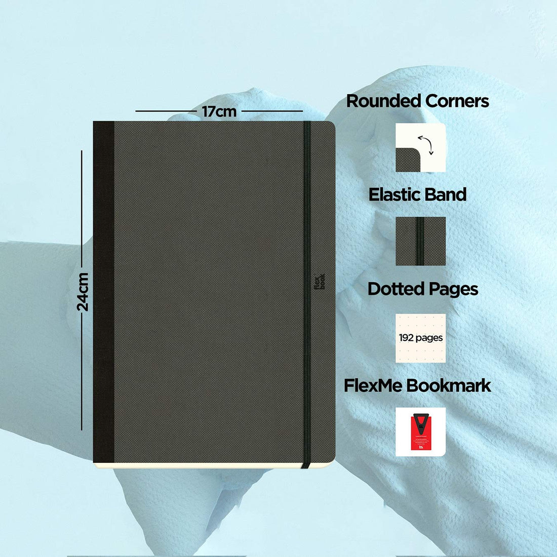 Flexbook | Dotted | Large B5 Size Notebook | Off Black | Adventure Series