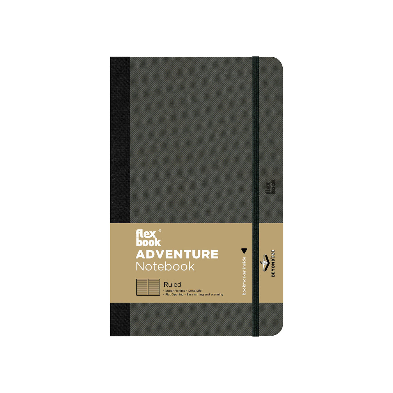 Flexbook | Ruled | Medium A5 Size Notebook | Off Black | Adventure Series