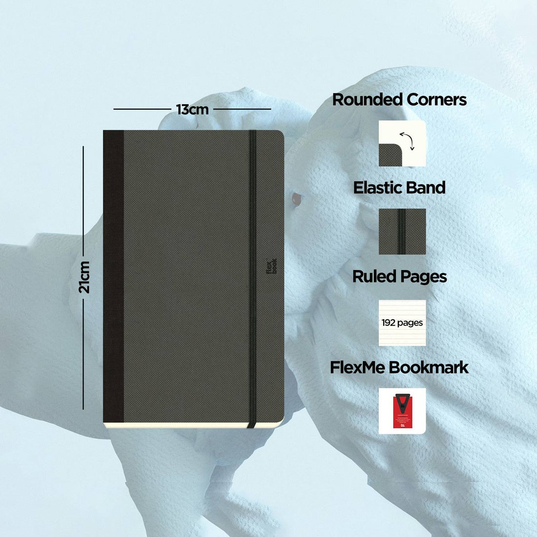 Flexbook | Ruled | Medium A5 Size Notebook | Off Black | Adventure Series