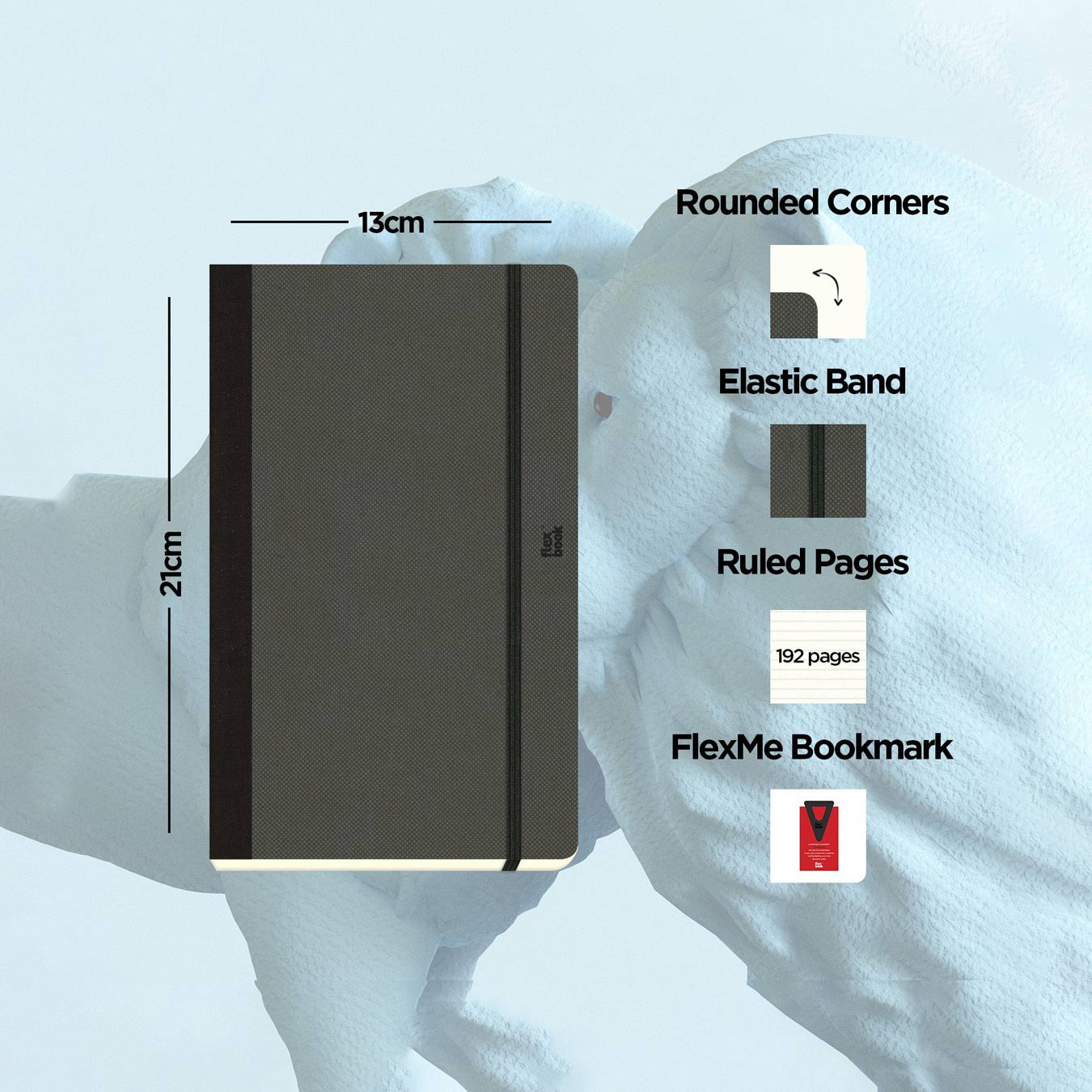 Flexbook | Ruled | Medium A5 Size Notebook | Off Black | Adventure Series