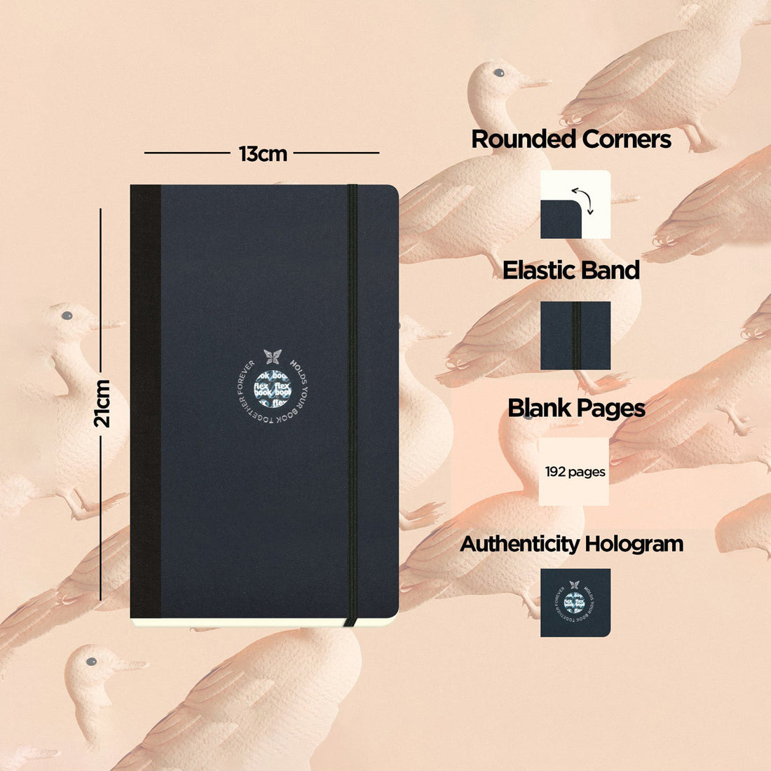 Flexbook | Plain | Medium A5 Size Notebook | Black | Flex Global
