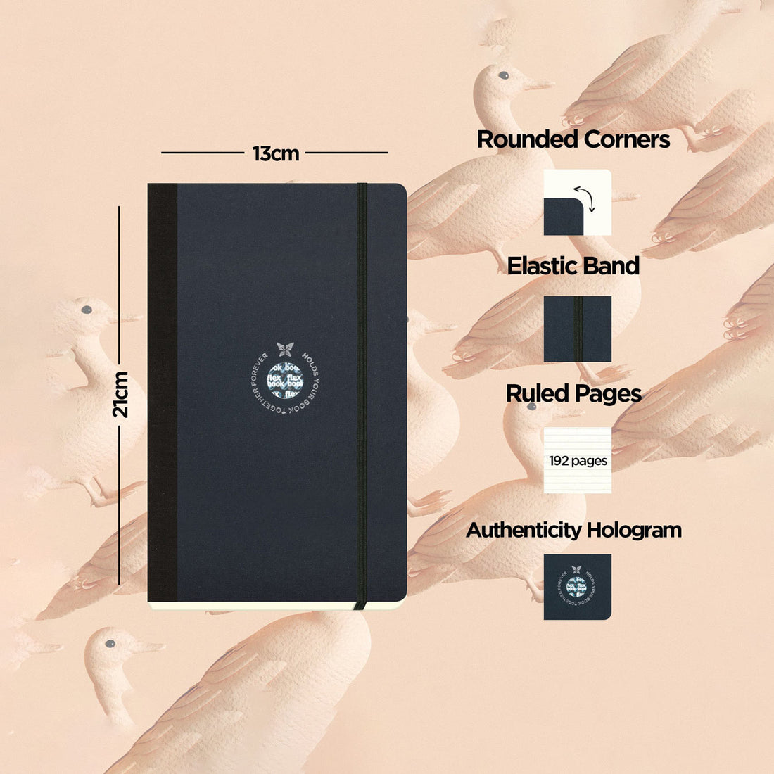 Flexbook | Ruled | Medium A5 Size Notebook | Black | Flex Global