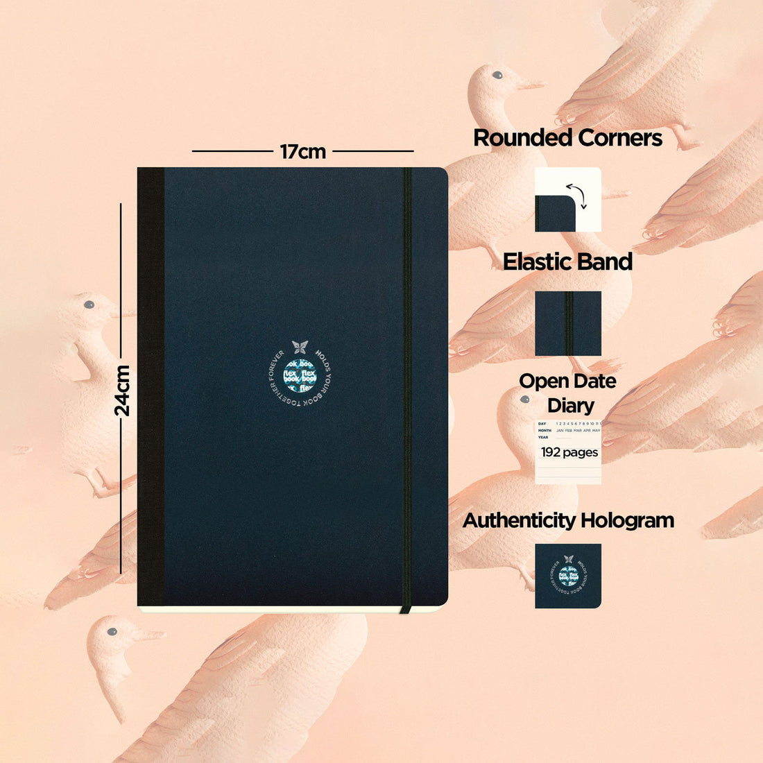 Flexbook | Open Date | Large B5 Size Planner | Black | Flex Global