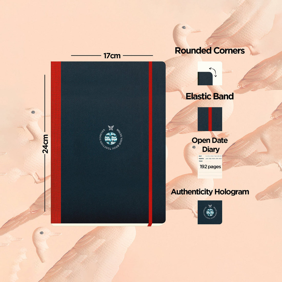 Flexbook | Open Date | Large B5 Size Planner | Red | Flex Global