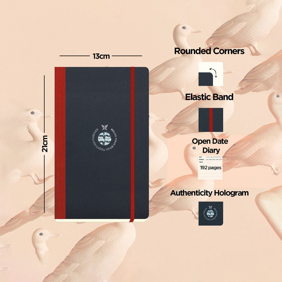 Flexbook | Open Date | Medium A5 Size Planner | Red | Flex Global