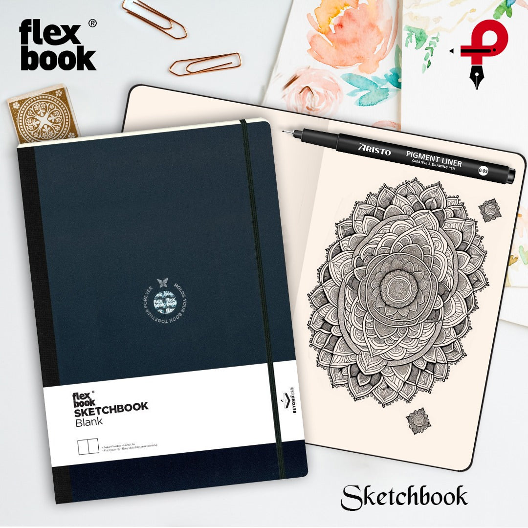Flexbook | Blank | Medium A5 Size Sketchbook | Black | Flex Global Sketchbook