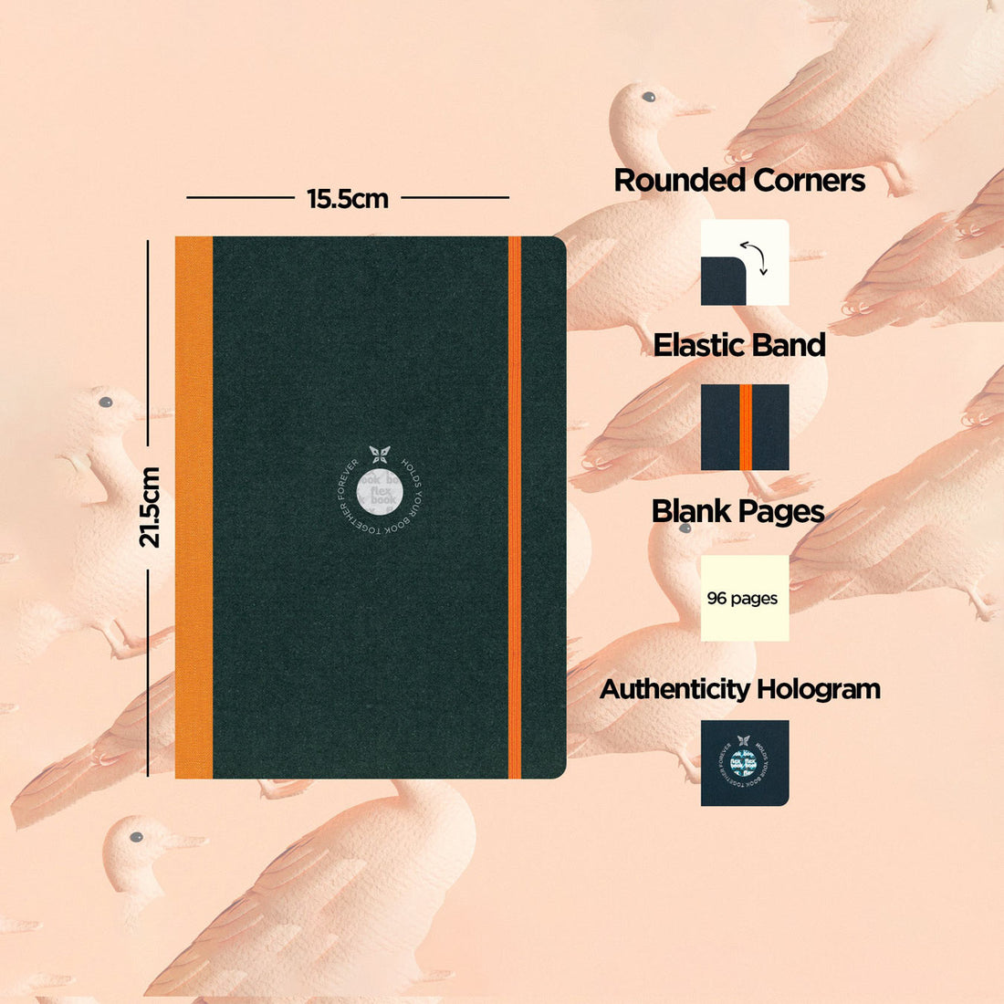 Flexbook | Blank | Medium A5 Size Sketchbook | Orange | Flex Global Sketchbook