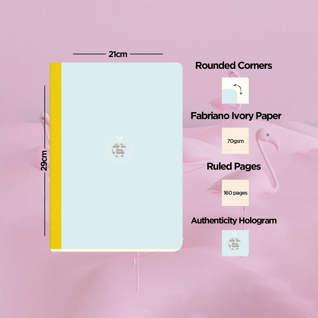 Flexbook | Ruled | Large A4 Size Notebook | Light Blue-Green | Smartbook