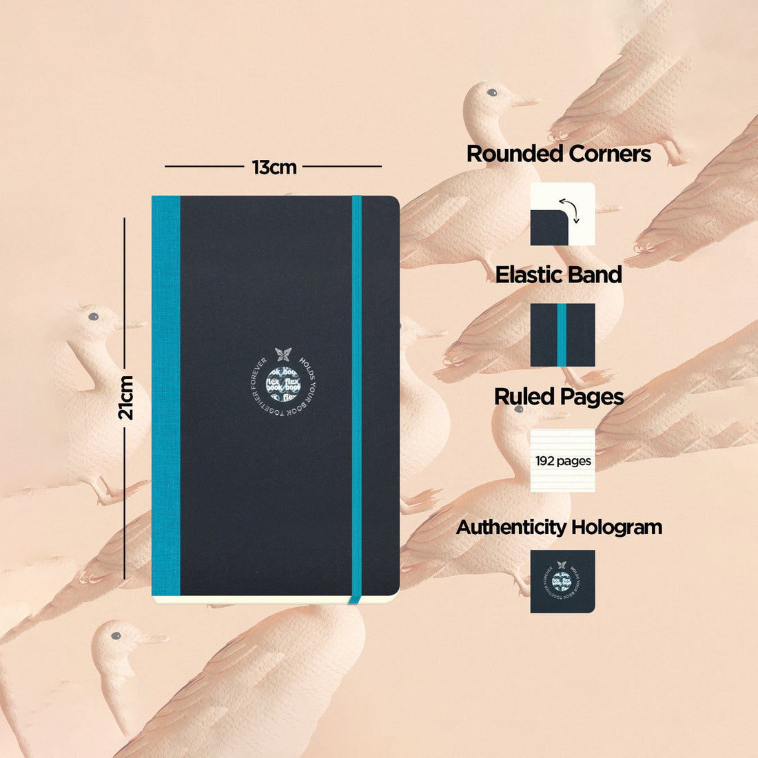 Flexbook | Ruled | Medium A5 Size Notebook | Turquoise | Flex Global