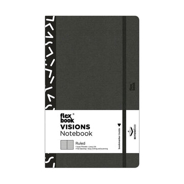 Flexbook | Ruled | Medium A5 Size Notebook | Black | Visions 'All Angles' Spine