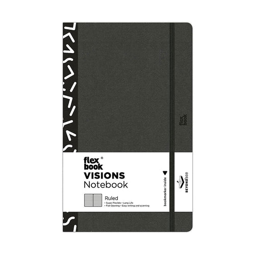Flexbook | Ruled | Medium A5 Size Notebook | Black | Visions 'All Angles' Spine