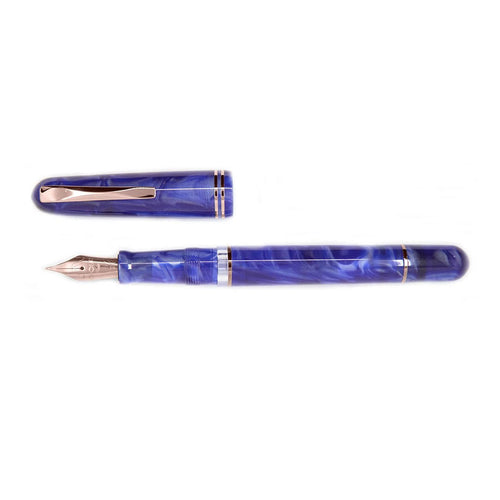 Gioia | Metis Fountain Pen | Blue Aesthetic | Rose Gold Trims | Broad Nib