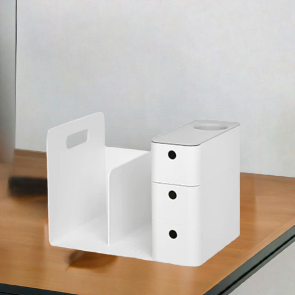 Litem | Combo Book Rack with 3 Drawers| 2 Bookshelf| 1 Pen Stand | Cool Grey