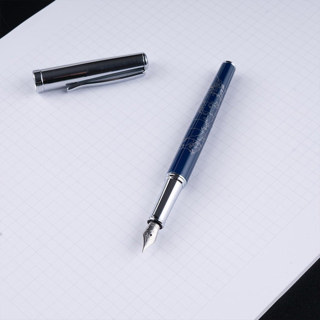 Horner | Terra | Fountain Pen | Blue Chrome - penpencilink