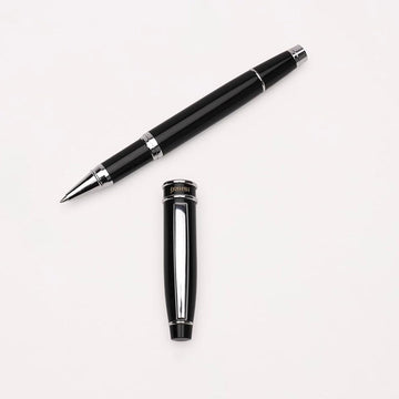 Ishra | Rollerball Pen | Luxury Metal Body | Chrome Trims | Black