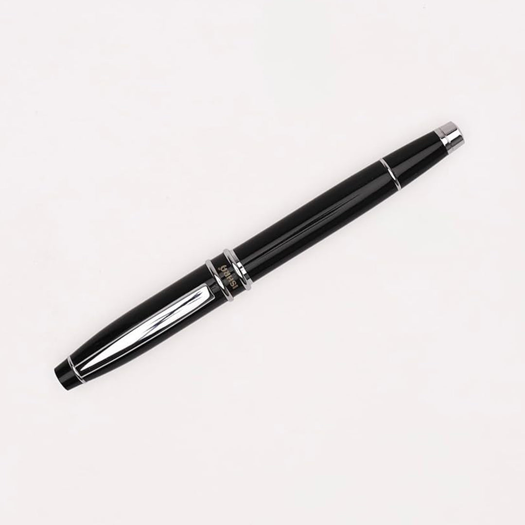 Ishra | Rollerball Pen | Luxury Metal Body | Chrome Trims | Black