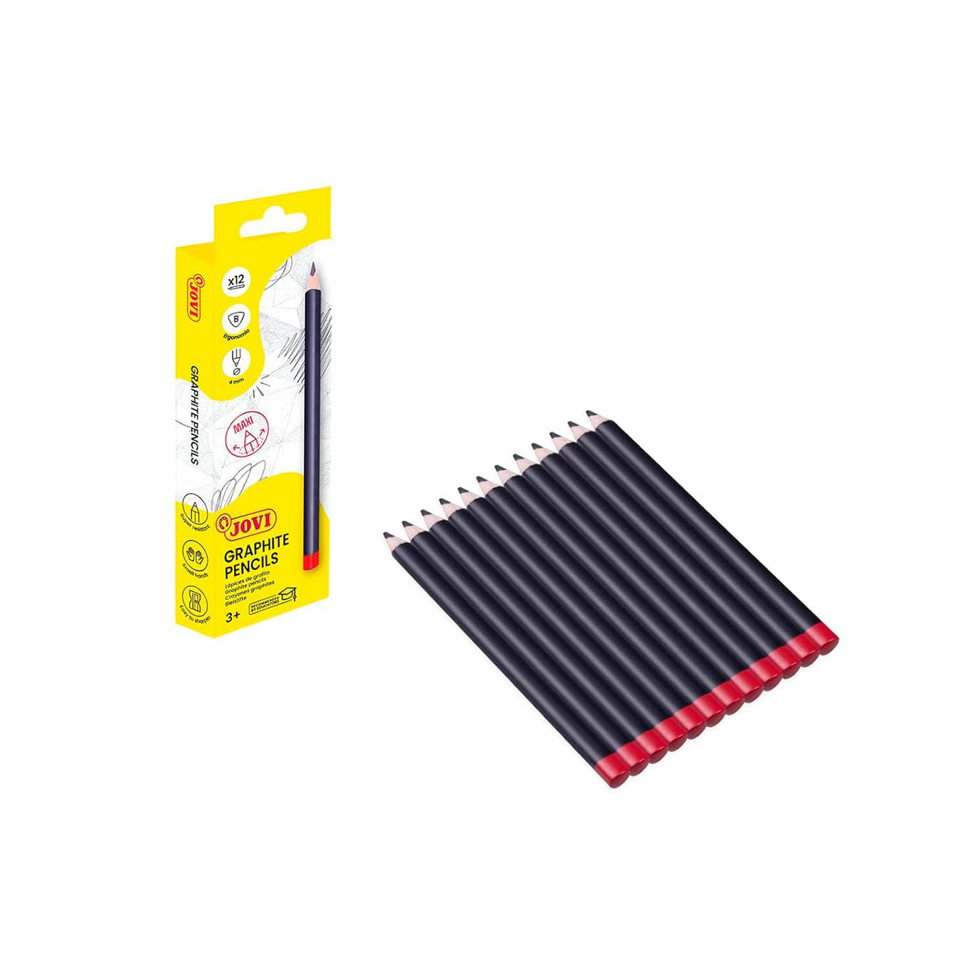 Jovi 738/12 B Graphite Pencil Case, Pack of 12, Single