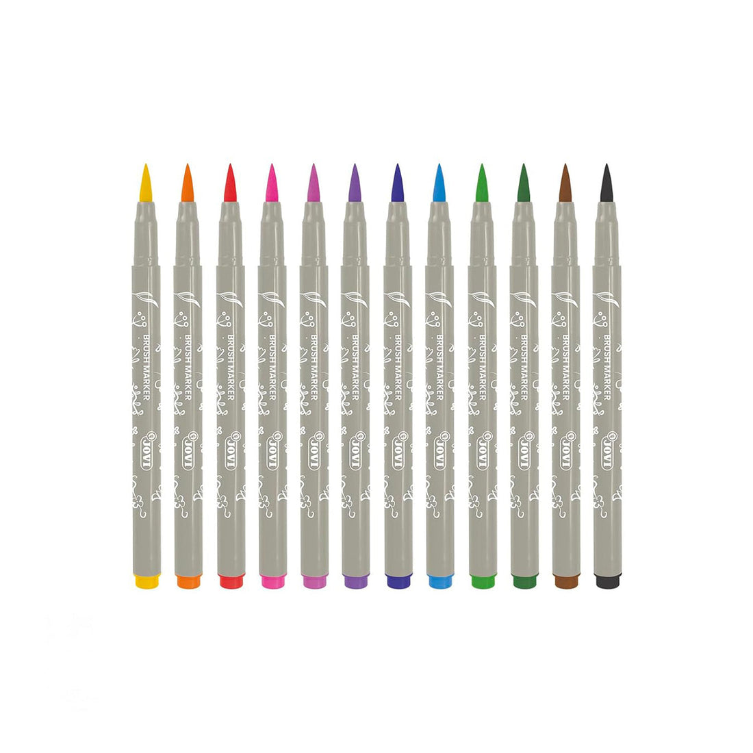 Jovi Brush Marker Set – 12 Brush Lettering Markers with Flexible Brush Tip