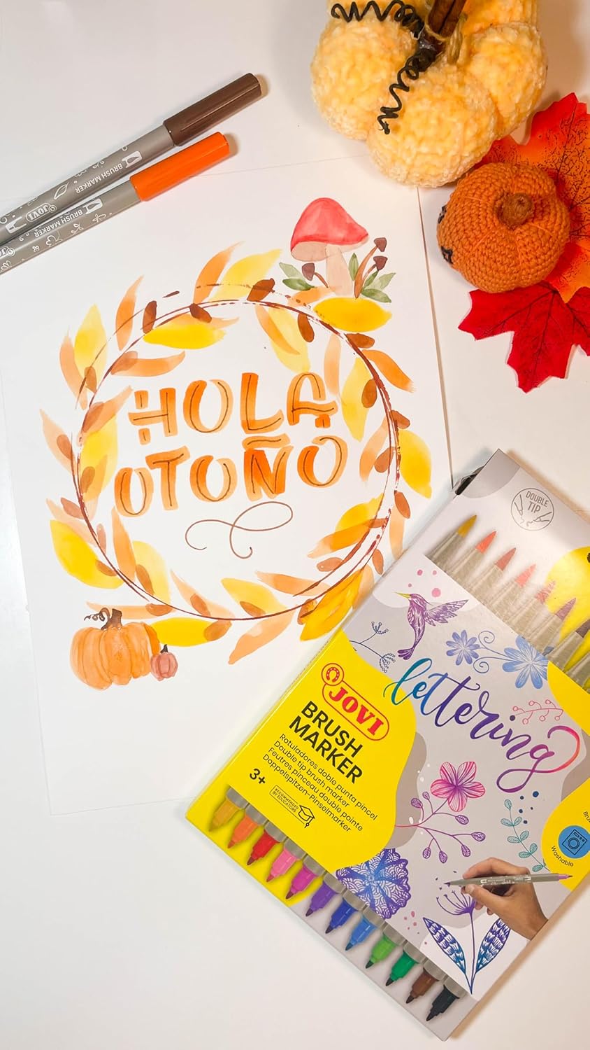 Jovi Brush Marker Set – 12 Brush Lettering Markers with Flexible Brush Tip - penpencilink