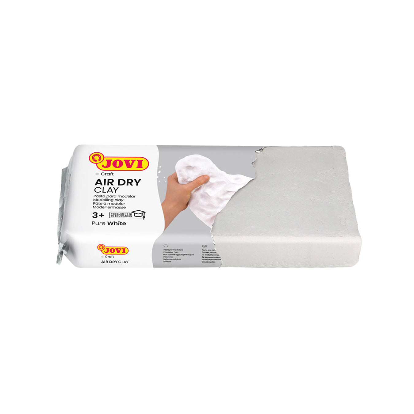 Jovi European Air-Dry Modeling Pure White Clay 3 Packets - Each Pack of 250 Grams for Sculpting Pottery Art & Craft Handicraft Educational Purpose Fine Motor Skills