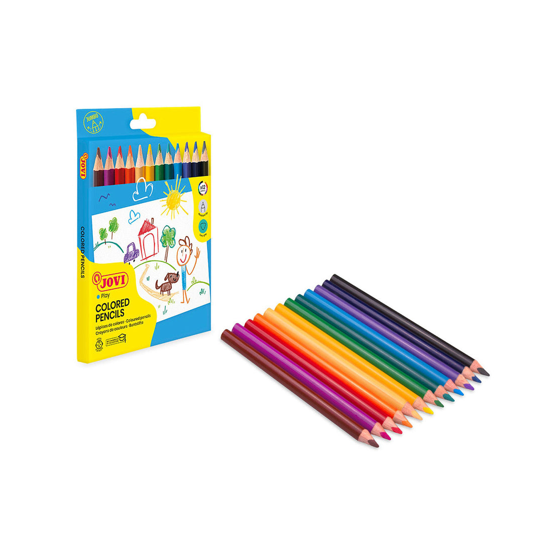 Jovi Maxi Coloured Wooden Pencils Case 12 Pencils