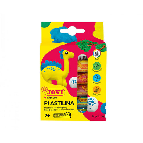 Jovi Plastilina Reusable Non-Drying Modeling Clay 5 Rolls, Set of 6 Colors, Perfect for Arts and Crafts Projects