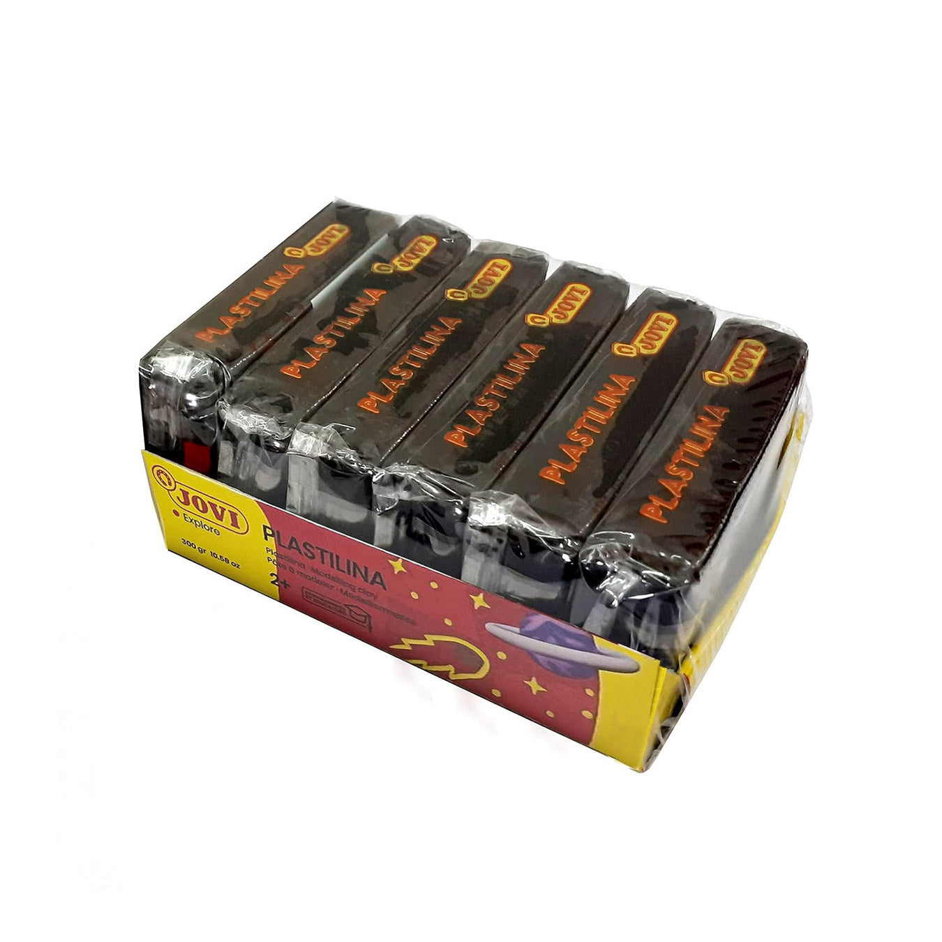 Jovi | Plastilina Black | Non-Drying Modelling Clay | Art & Craft | Pack of 6 Bars | 50gms