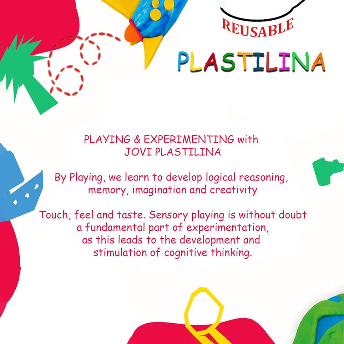 Jovi Plastilina Red Non-Drying Modelling Clay for Art & Craft, Pack of 6 Bars - 50gms Each for Fine Motor Skills, Moulding, Pottery Sculpting Project Work with Dough