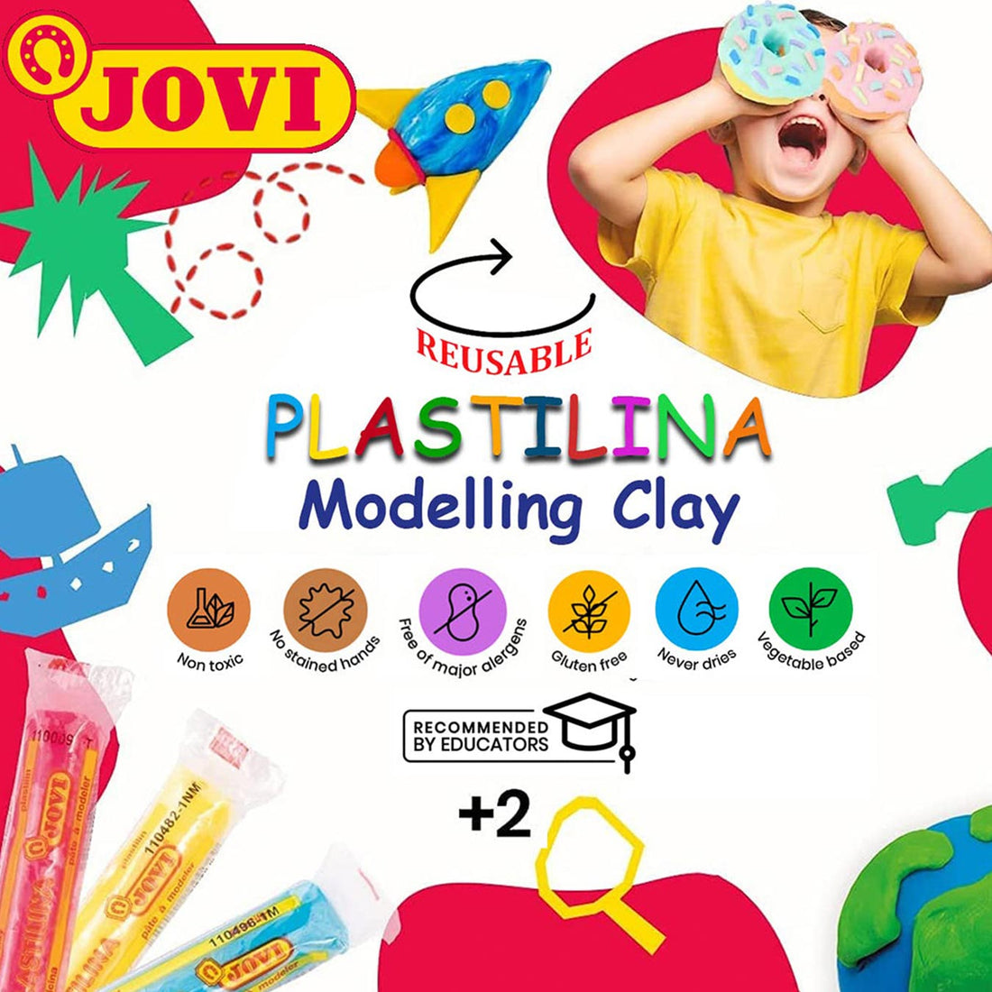 Jovi Plastilina Yellow Non-Drying Modelling Clay for Art & Craft Pack of 6 Bars - 50gms Each Non-Toxic Gluten Free Fine Motor Skills, Moulding, Pottery Sculpting Project Work with Dough