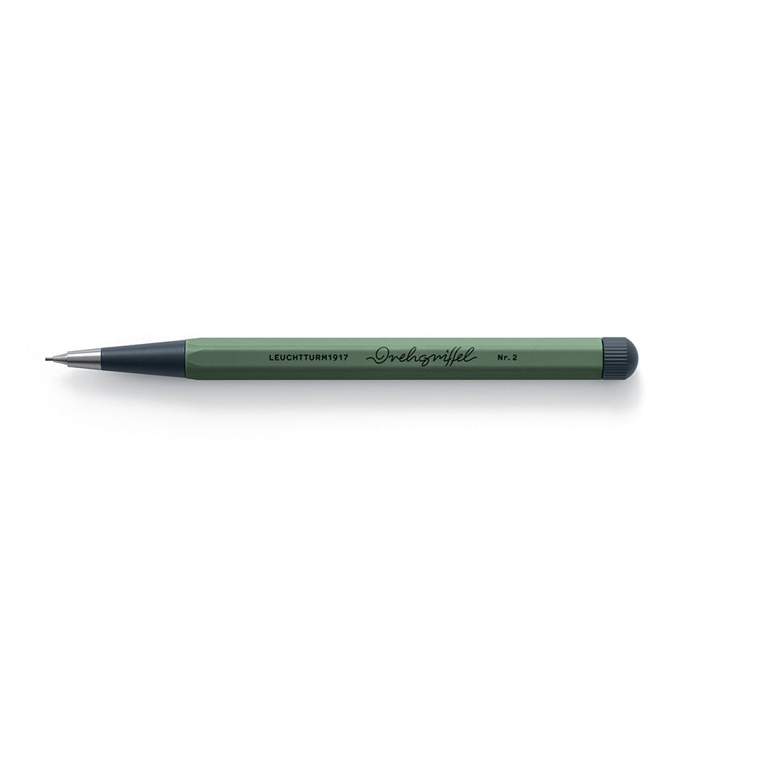LEUCHTTURM1917 0.7mm Mechanical Clutch Pencil | Graphite HB Lead | Drehgriffel No. 2 | Olive Green | Twist Mechanism - penpencilink