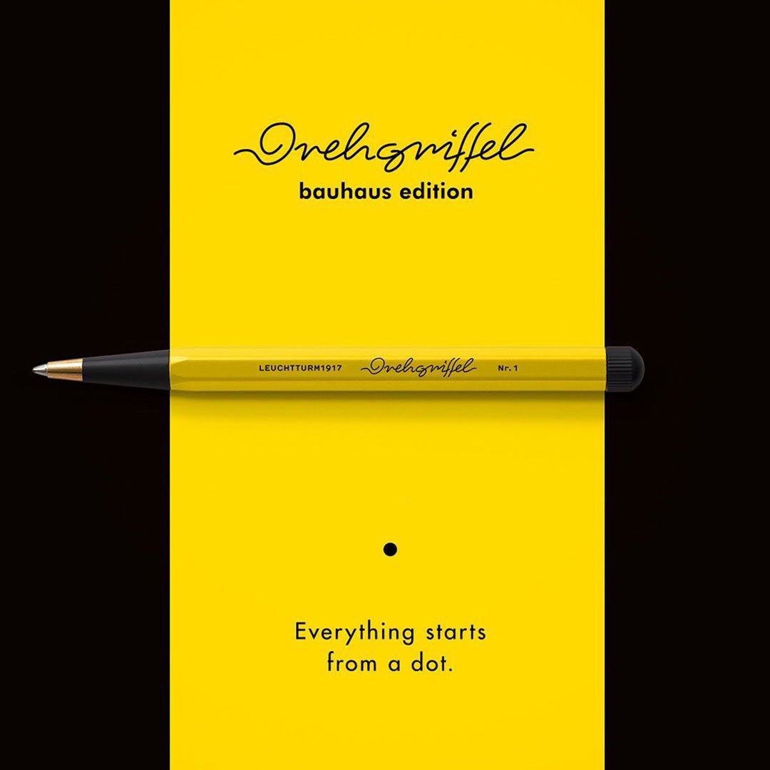 LEUCHTTURM1917 Ball Point Pen with Royal Blue Ink | Bauhaus Edition | Drehgriffel No. 1 | Lemon/Black | Twist Mechanism - penpencilink