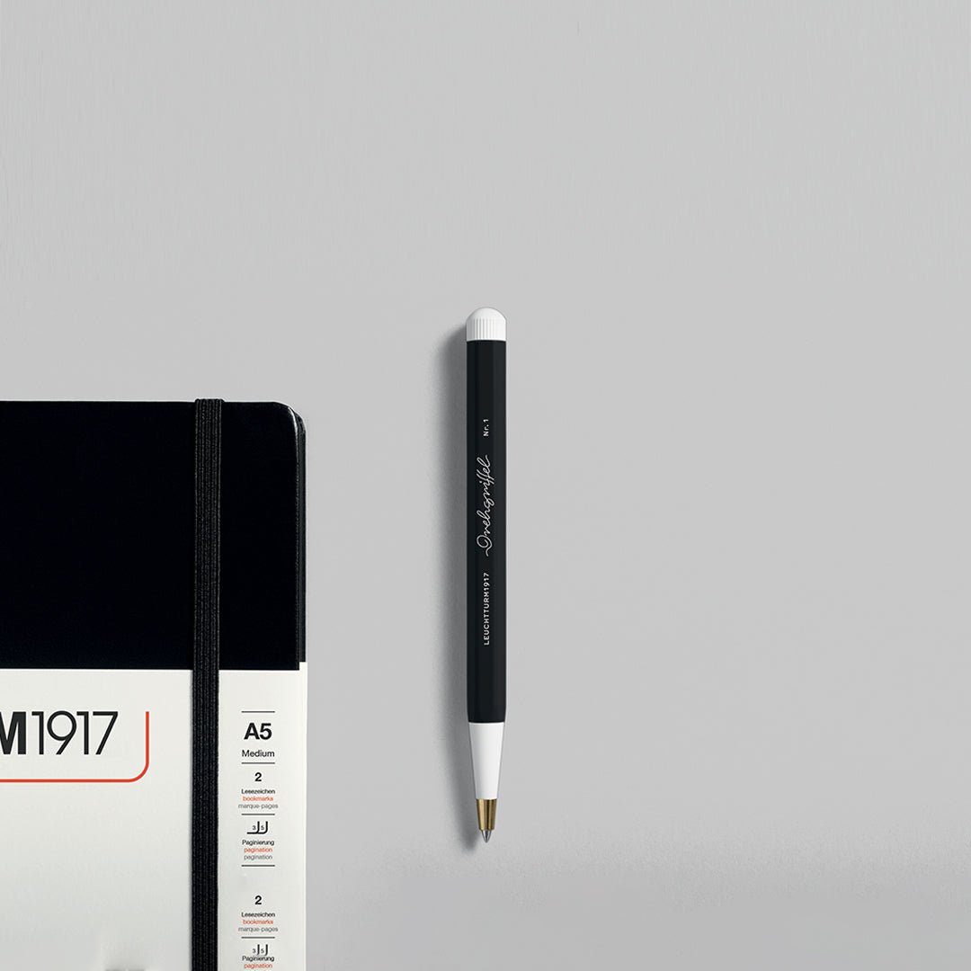 LEUCHTTURM1917 Ball Point Pen with Royal Blue Ink | Drehgriffel No. 1 | Black | Twist Mechanism - penpencilink