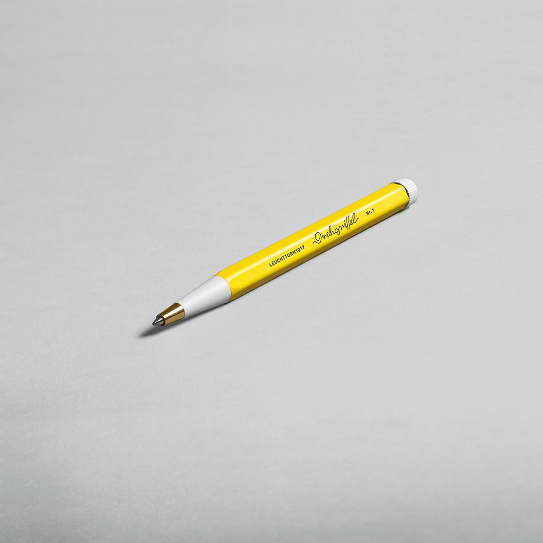 LEUCHTTURM1917 Ball Point Pen with Royal Blue Ink | Drehgriffel No. 1 | Lemon Yellow | Twist Mechanism - penpencilink