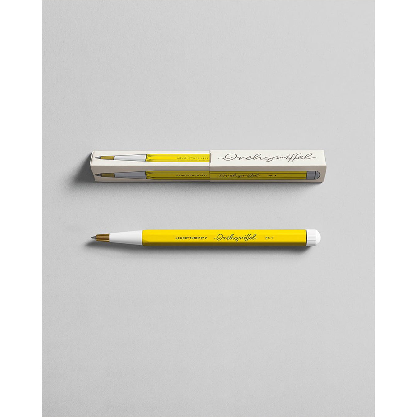 LEUCHTTURM1917 Ball Point Pen with Royal Blue Ink | Drehgriffel No. 1 | Lemon Yellow | Twist Mechanism