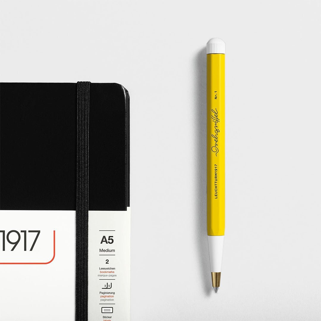 LEUCHTTURM1917 Ball Point Pen with Royal Blue Ink | Drehgriffel No. 1 | Lemon Yellow | Twist Mechanism - penpencilink