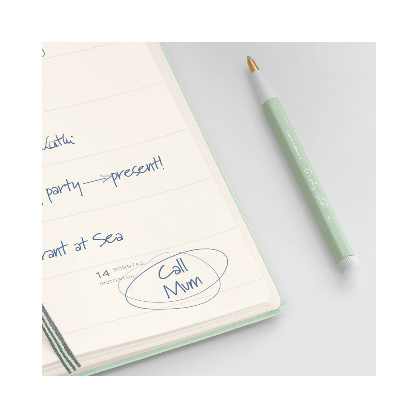 LEUCHTTURM1917 Ball Point Pen with Royal Blue Ink | Drehgriffel No. 1 | Mint Green | Twist Mechanism