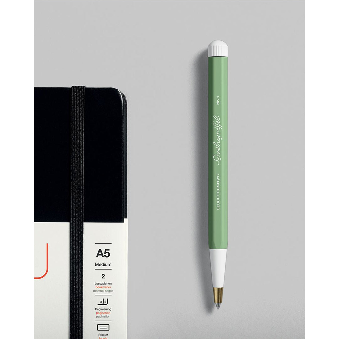 LEUCHTTURM1917 Ball Point Pen with Royal Blue Ink | Drehgriffel No. 1 | Sage Green | Twist Mechanism