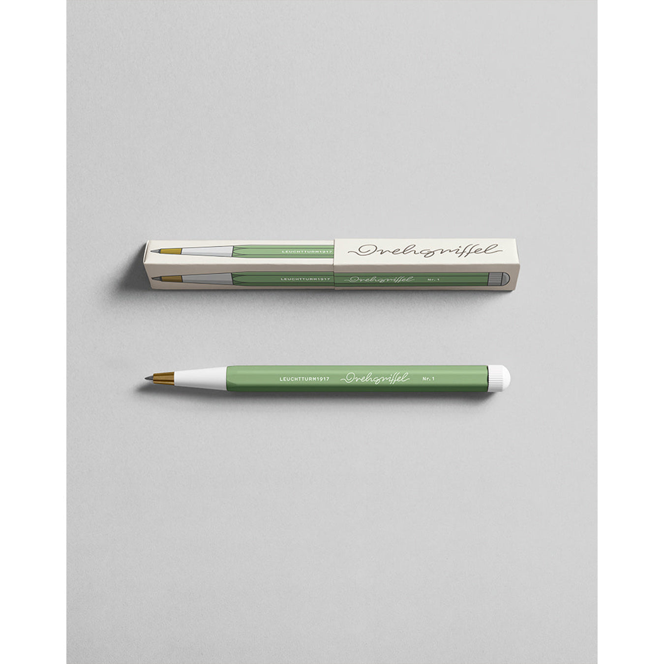 LEUCHTTURM1917 Ball Point Pen with Royal Blue Ink | Drehgriffel No. 1 | Sage Green | Twist Mechanism