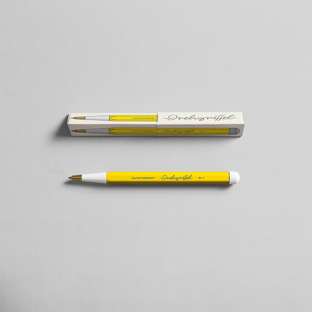 LEUCHTTURM1917 Gel Pen with Document Proof Black Ink | Drehgriffel No. 1 | Lemon Yellow| Twist Mechanism - penpencilink