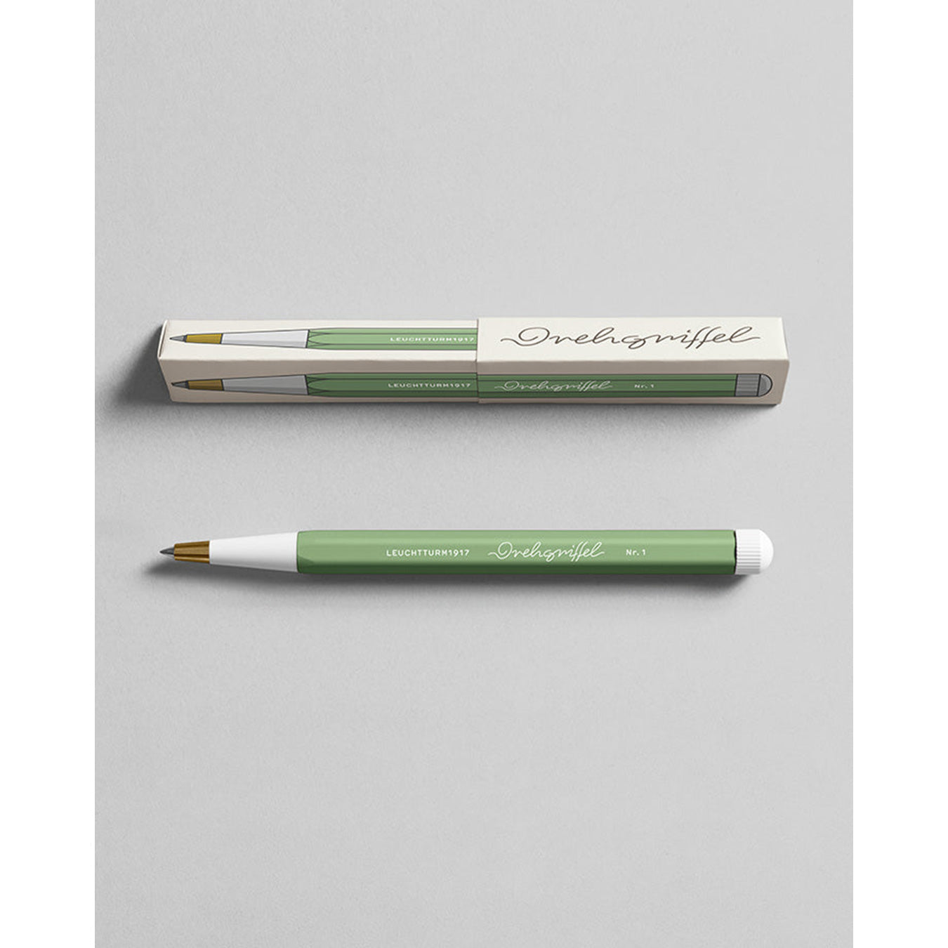 LEUCHTTURM1917 Gel Pen with Document Proof Black Ink | Drehgriffel No. 1 |Sage Green| Twist Mechanism