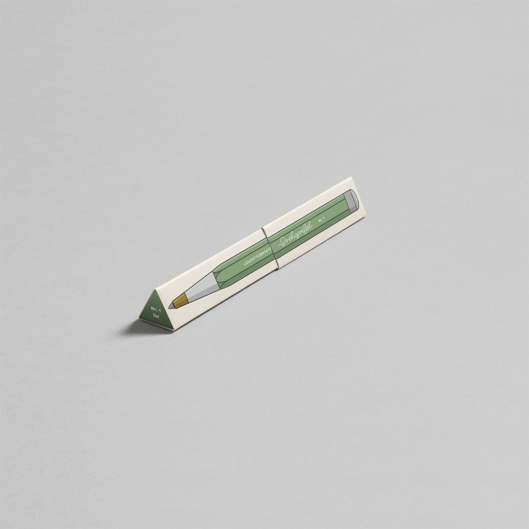 LEUCHTTURM1917 Gel Pen with Document Proof Black Ink | Drehgriffel No. 1 |Sage Green| Twist Mechanism - penpencilink