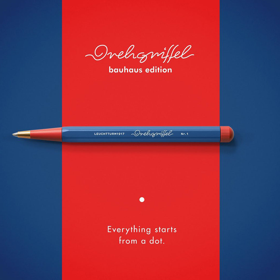 LEUCHTTURM1917 Ball Point Pen with Royal Blue Ink | Bauhaus Edition | Drehgriffel No. 1 | Royal Blue/Red | Twist Mechanism