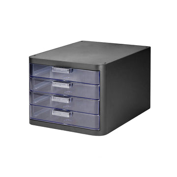 Litem | Multi Utility Storage Cabinet | 4  Clear Drawers | Organiser | Dark Grey | Clear | For Office & Home
