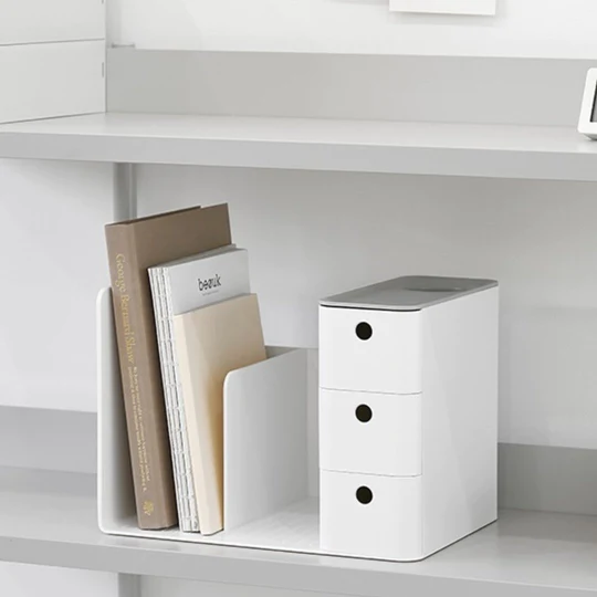 Litem | Combo Book Rack with 3 Drawers| 2 Bookshelf| 1 Pen Stand | White