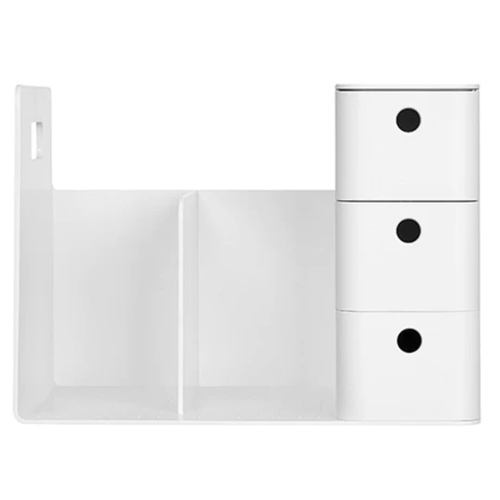 Litem | Combo Book Rack with 3 Drawers| 2 Bookshelf| 1 Pen Stand | White